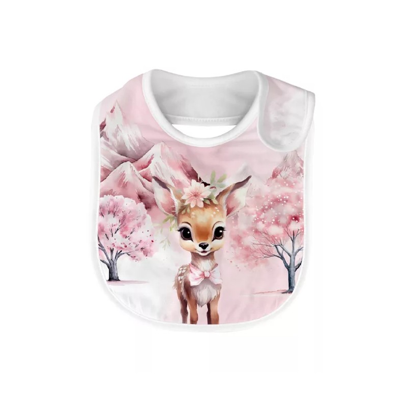 Coupon Bavoir Biche Enchantée Rose – Bébé 0-3 mois – Coton Oeko-Tex® à coudre soi-même