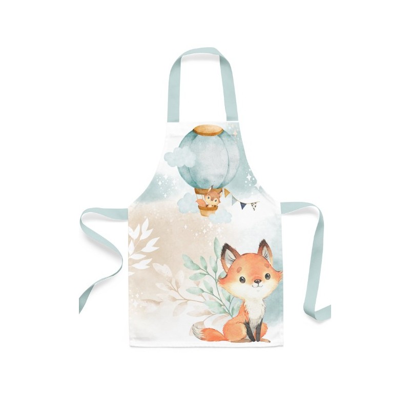 Panneau Tablier Enfant Lovely Fox Celadon - tablier enfant