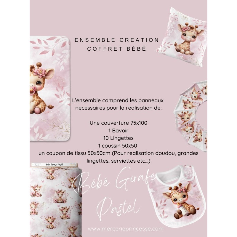 Ensemble Bébé Girafe Pastel Vieux Rose pour création Bébé