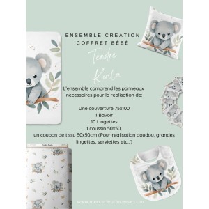Ensemble Tendre Koala pour création Bébé, coffret de naissance complet