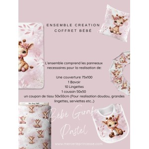 Ensemble Bébé Girafe Pastel Vieux Rose pour création Bébé, coffret de naissance complet
