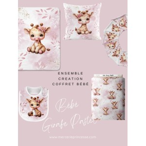 Ensemble Bébé Girafe Pastel Vieux Rose pour création Bébé, coffret de naissance complet
