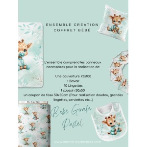 Ensemble Bébé Girafe Pastel Vert D'eau pour création Bébé, coffret de naissance complet