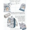 Ensemble Koala Bleu pour rentrée scolaire: sac à dos, pochons, coussins, bavoirs, trousse - coton Oeko-Tex®