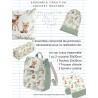 Ensemble Merveilles De La Forêt pour rentrée scolaire: sac à dos, pochons, coussins, bavoirs, trousse - coton Oeko-Tex®
