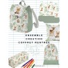 Ensemble Merveilles De La Forêt pour rentrée scolaire: sac à dos, pochons, coussins, bavoirs, trousse - coton Oeko-Tex®