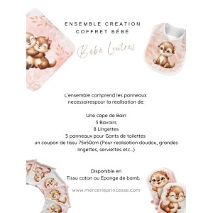 Ensemble Bébé Loutres Pastel Corail pour création Bébé, coffret de naissance complet