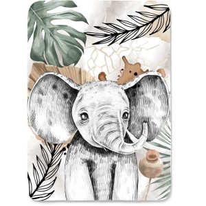  Panneau pour couverture à réaliser soi-même Eléphant Savane Africaine - Certifié Oeko-Tex® | Mercerie des Princesses