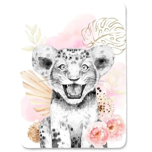 Panneau Lion Savane Rose et Or pour couverture à réaliser soi-même- Certifié Oeko-Tex® | Mercerie des Princesses