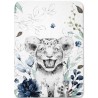 Panneau en tissu coton Lion Savane Bleu et Vert - Certifié Oeko-Tex® | Mercerie des Princesses