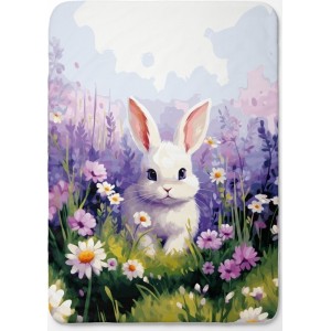  Panneau pour couverture à réaliser soi-même Lapin Fleurs parme - Certifié Oeko-Tex® | Mercerie des Princesses