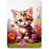 Panneau pour couverture à réaliser soi-même 70x95 chaton et fleurs - Certifié Oeko-Tex® | Mercerie des Princesses