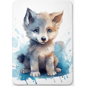 Panneau pour couverture à réaliser soi-même Louveteau bleu - Certifié Oeko-Tex® | Mercerie des Princesses