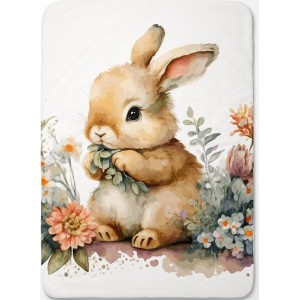 Panneau pour couverture à réaliser soi-même Lapins et fleurs - Certifié Oeko-Tex® | Mercerie des Princesses