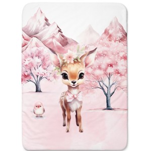 Panneau pour couverture à réaliser soi-même Biche Enchantée Rose- Certifié Oeko-Tex® | Mercerie des Princesses