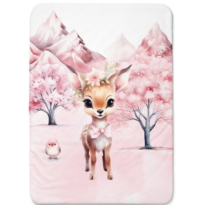  Panneau pour couverture à réaliser soi-même Biche Enchantée Rose- Certifié Oeko-Tex® | Mercerie des Princesses