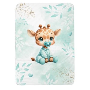 Panneau pour couverture à réaliser soi-même Bébé Girafe Pastel Vert D'eau- Certifié Oeko-Tex® | Mercerie des Princesses