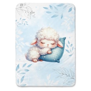 Panneau pour couverture à réaliser soi-même Bébé Mouton Bleu - Certifié Oeko-Tex® | Mercerie des Princesses