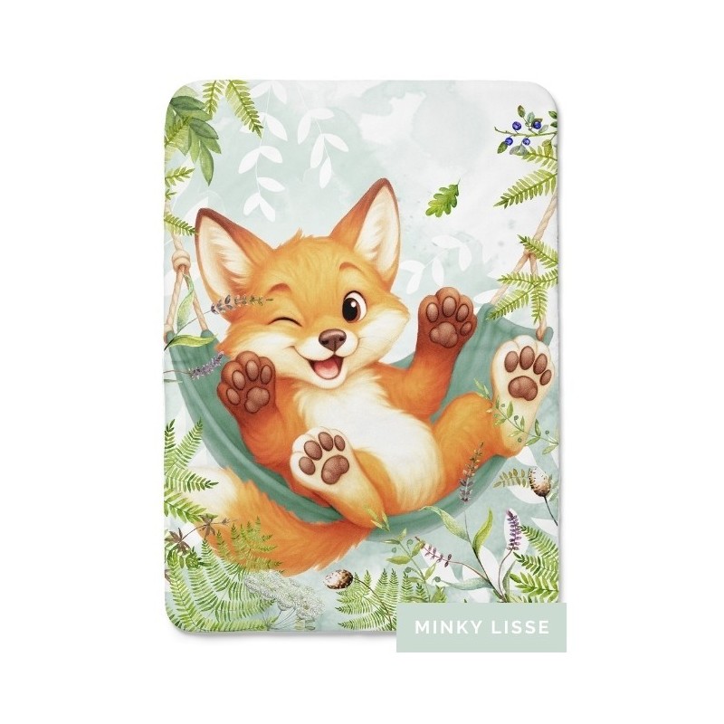 Minky Lisse Panneau pour couverture à réaliser soi-même Renardeau dans un hamac - Certifié Oeko-Tex® | Mercerie des Princesses