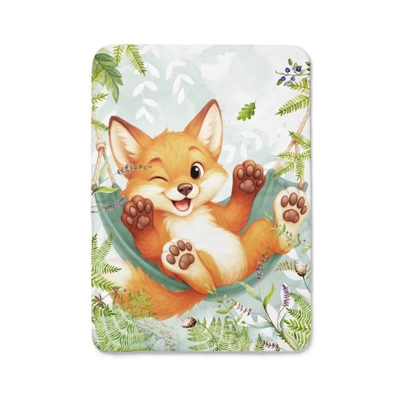 Panneau pour couverture à réaliser soi-même Renardeau dans hamac - Certifié Oeko-Tex® | Mercerie des Princesses