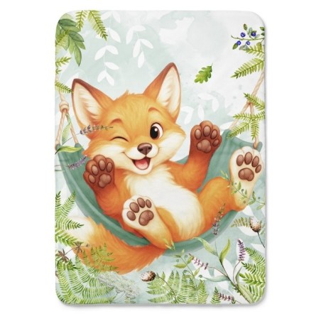 Panneau pour couverture à réaliser soi-même Renardeau dans hamac - Certifié Oeko-Tex® | Mercerie des Princesses