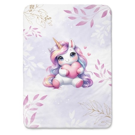 Panneau pour couverture à réaliser soi-même Bébé Licorne Pastel Parme - Certifié Oeko-Tex® | Mercerie des Princesses