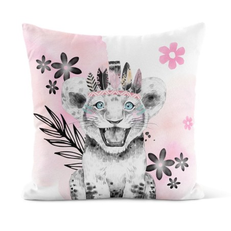 Coupon 50x50 Coussin Savane Rose & Noir