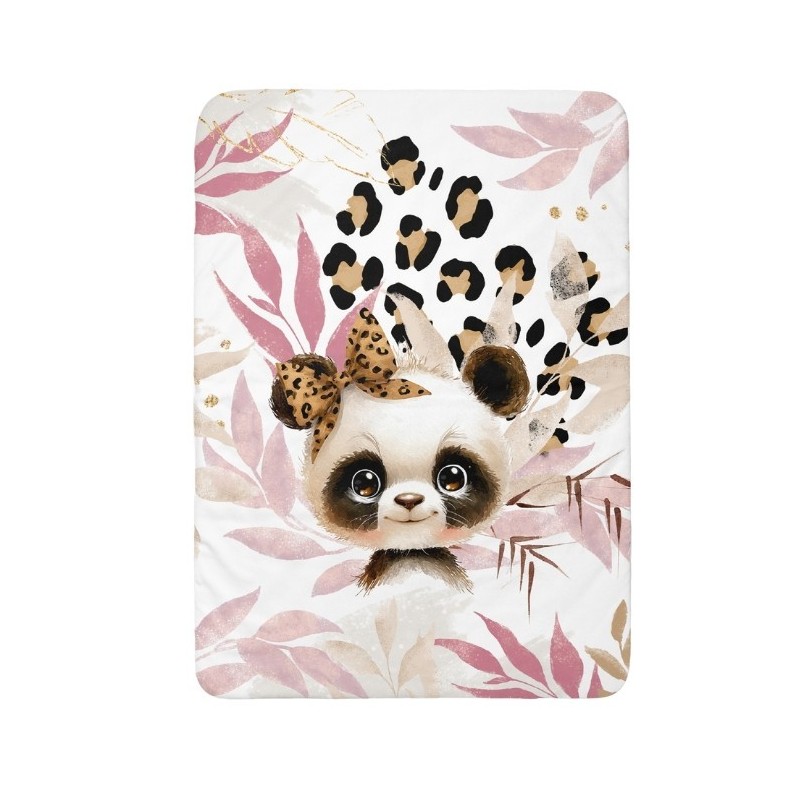 Coupon couverture Panda Léopard bébé – tissu coton Oeko-Tex – 75x100