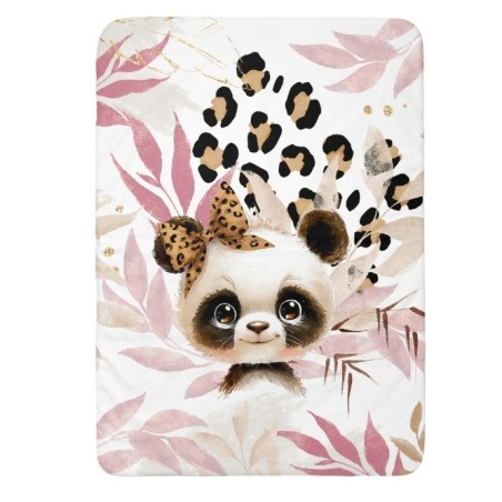 Coupon couverture Panda Léopard bébé – tissu coton Oeko-Tex – 75x100