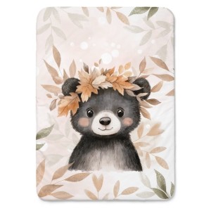 Coupon couverture Ours brun d'Automne – tissu coton Oeko-Tex – 75x100