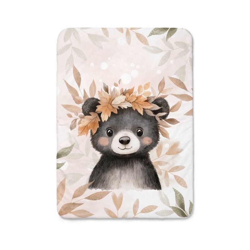 Coupon couverture Ours brun d'Automne – tissu coton Oeko-Tex – 75x100