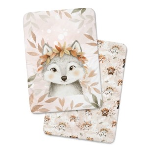 Coupon couverture Loup d'Automne – tissu coton Oeko-Tex – 75x100