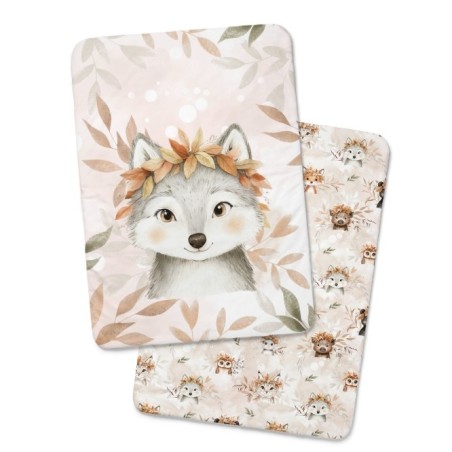 Coupon couverture Loup d'Automne – tissu coton Oeko-Tex – 75x100