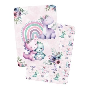 Coupon couverture Bébés Dinosaures Rose – Oeko-Tex – 75x100