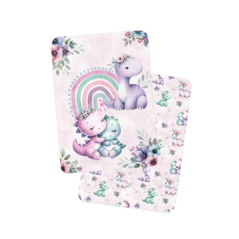 Coupon couverture Bébés Dinosaures Rose – Oeko-Tex – 75x100