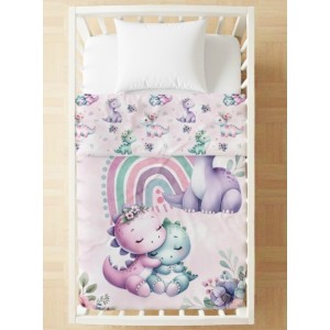  Coupon couverture Bébés Dinosaures Rose – Oeko-Tex – 75x100