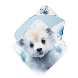  Cape de Bain Ourson Blanc  Mercerie des Princesses