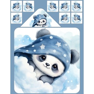  Cape de Bain Panda dans les nuages  Mercerie des Princesses