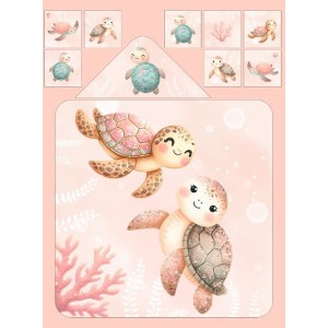  Cape de Bain Tortue Corail  Mercerie des Princesses