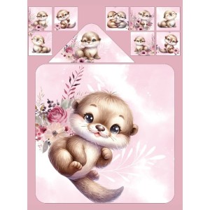  Cape de Bain Loutres Rose  Mercerie des Princesses