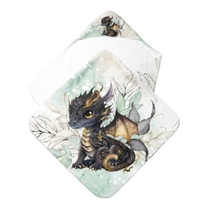 Cape de Bain Dragons noirs et verts  Mercerie des Princesses