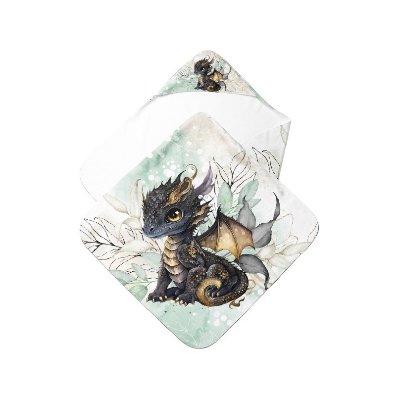 Cape de Bain Dragons noirs et verts  Mercerie des Princesses