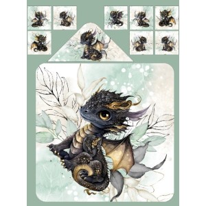  Cape de Bain Dragons noirs et verts  Mercerie des Princesses