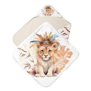  Panneau tissu pour cape de bain et lingettes motif "Lion Boho" - Coton OEKO-TEX®  Mercerie des Princesses
