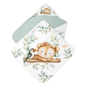Panneau tissu pour cape de bain et lingettes motif Sieste Tropicale - Coton OEKO-TEX®  Mercerie des Princesses