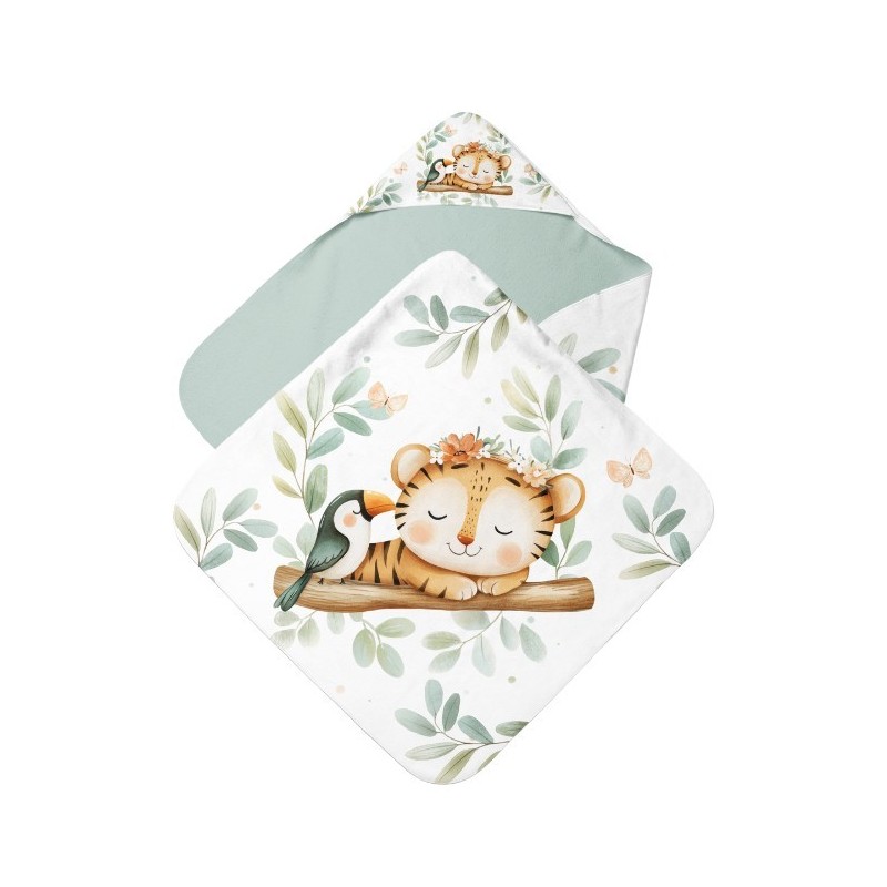 Panneau tissu pour cape de bain et lingettes motif Sieste Tropicale - Coton OEKO-TEX®  Mercerie des Princesses