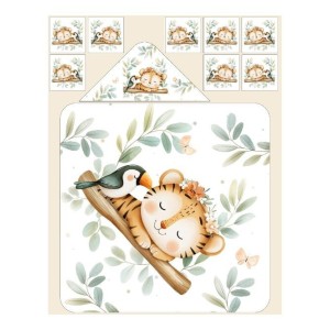  Panneau tissu pour cape de bain et lingettes motif Sieste Tropicale - Coton OEKO-TEX®  Mercerie des Princesses