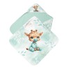  Panneau tissu pour cape de bain et lingettes motif Bébé Girafe Pastel Vert D'eau - Coton OEKO-TEX®  Mercerie des Princesses