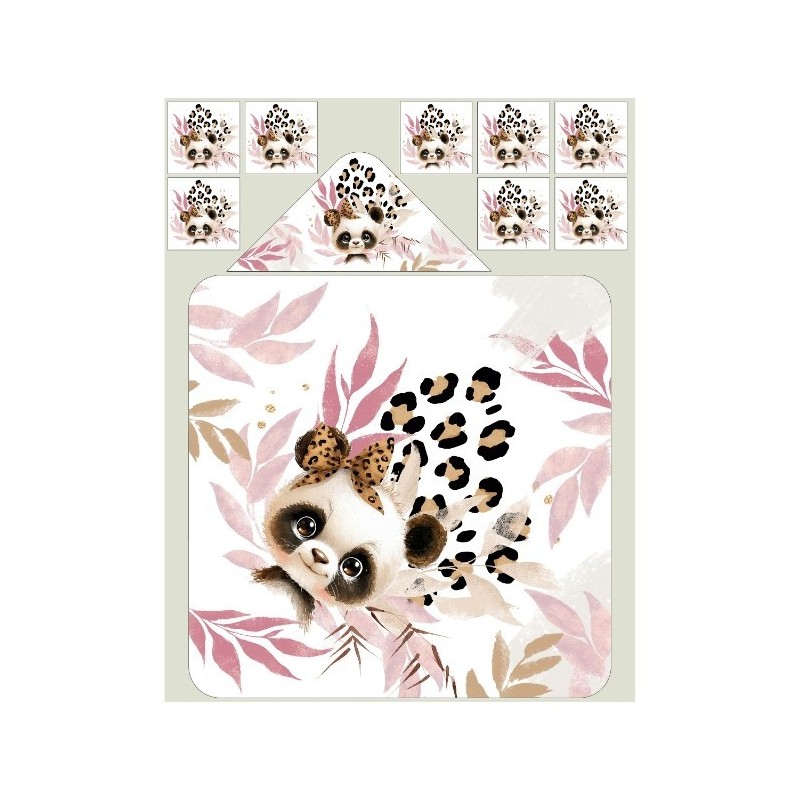 Coupon couture cape de bain bébé Panda Leopard + 8 lingettes lavables – Oeko-Tex – kit couture facile  Mercerie des Princesses