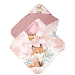 Coupon cape de bain Lovely Fox rose+ 8 lingettes lavables – Oeko-Tex – kit couture facile